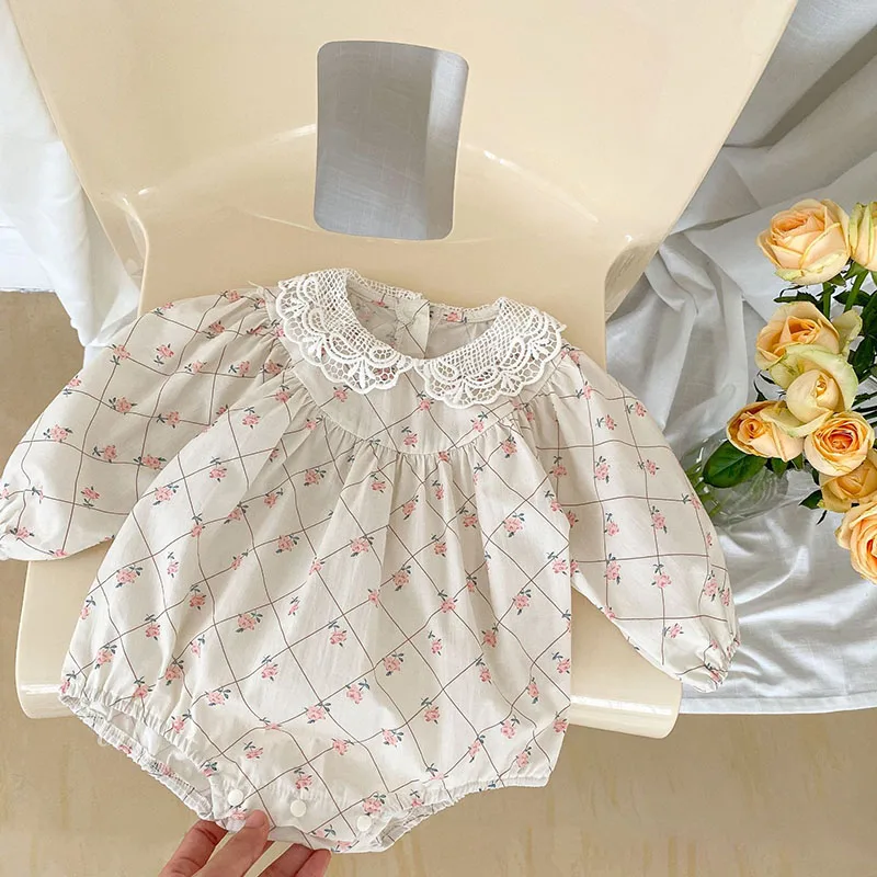 Rose Print Baby Girls One Piece Bodysuits
