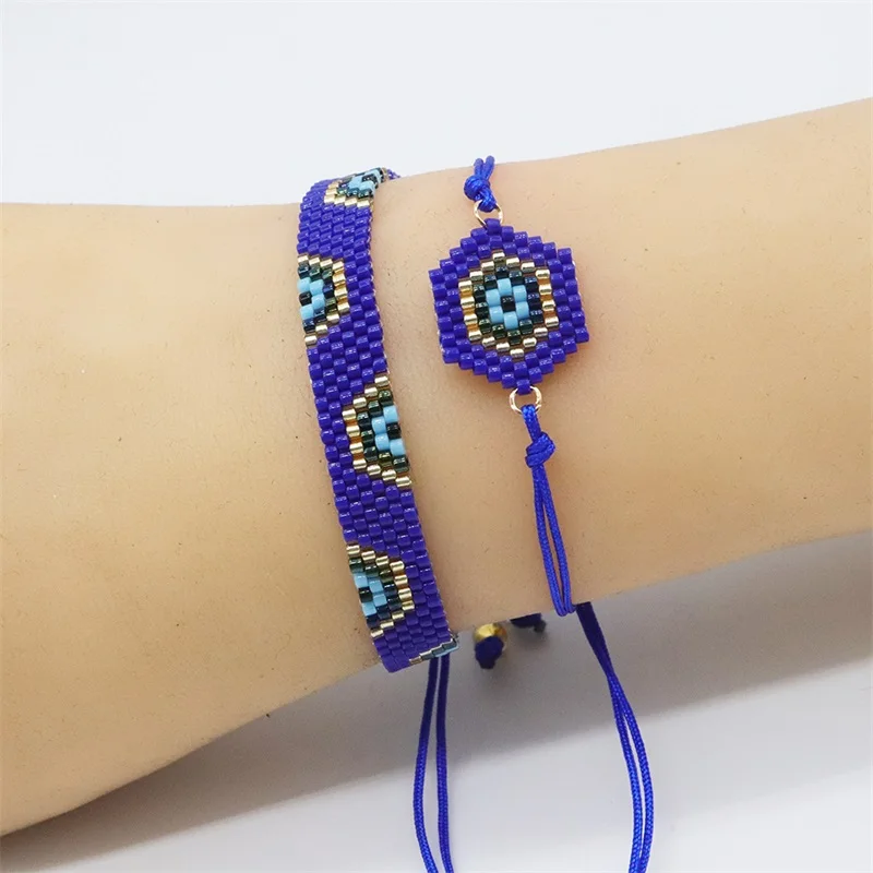 

BLUESTAR Turkish Evil Eye Bracelet Set Fashion Bohemia Eye Jewelry Miyuki Pulseras Mujer Moda Tassel Bracelet for Women Gift