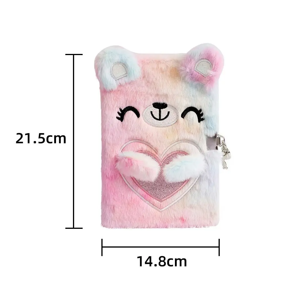 Cartoon Bear Lock Plush Notebook A5 Diary Book Girls Hand Account Book Gift Stationery