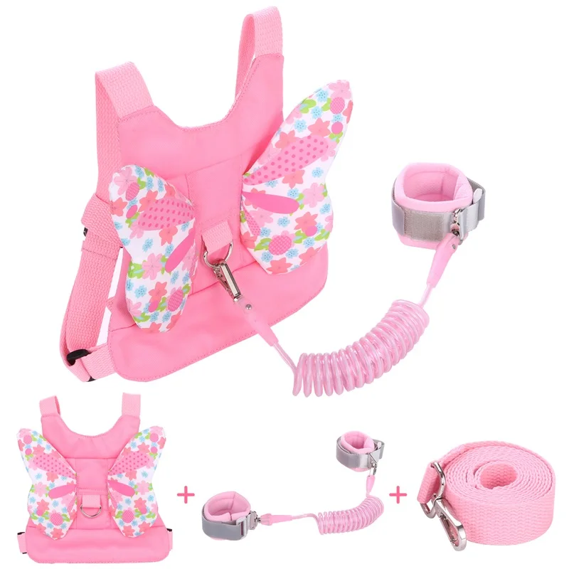 3In1 Baby Harness Anti Lost Wrist Link+Toddlers Leash Backpack Walking Safty Child Kids Wristband Assistant Strap Belt Butterfly 2
