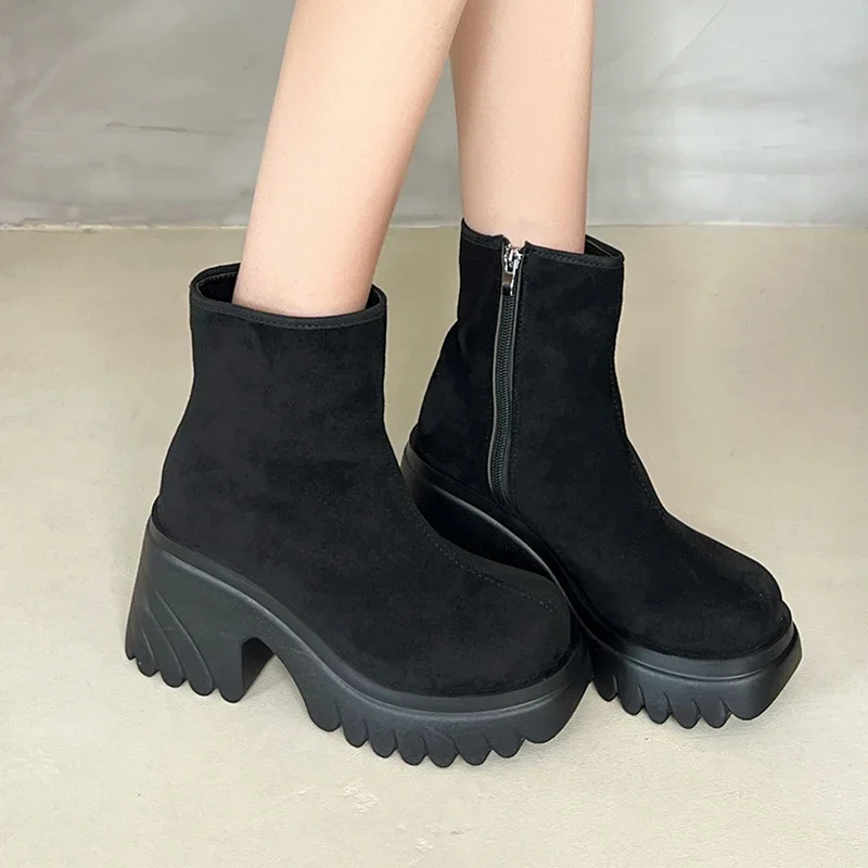 High Heels Women Ankle Boots Chunky Fashion Winter Shoes Dress New Luxury Pumps 2025 Casual Goth Chelsea Botas De Mujer Zapatos