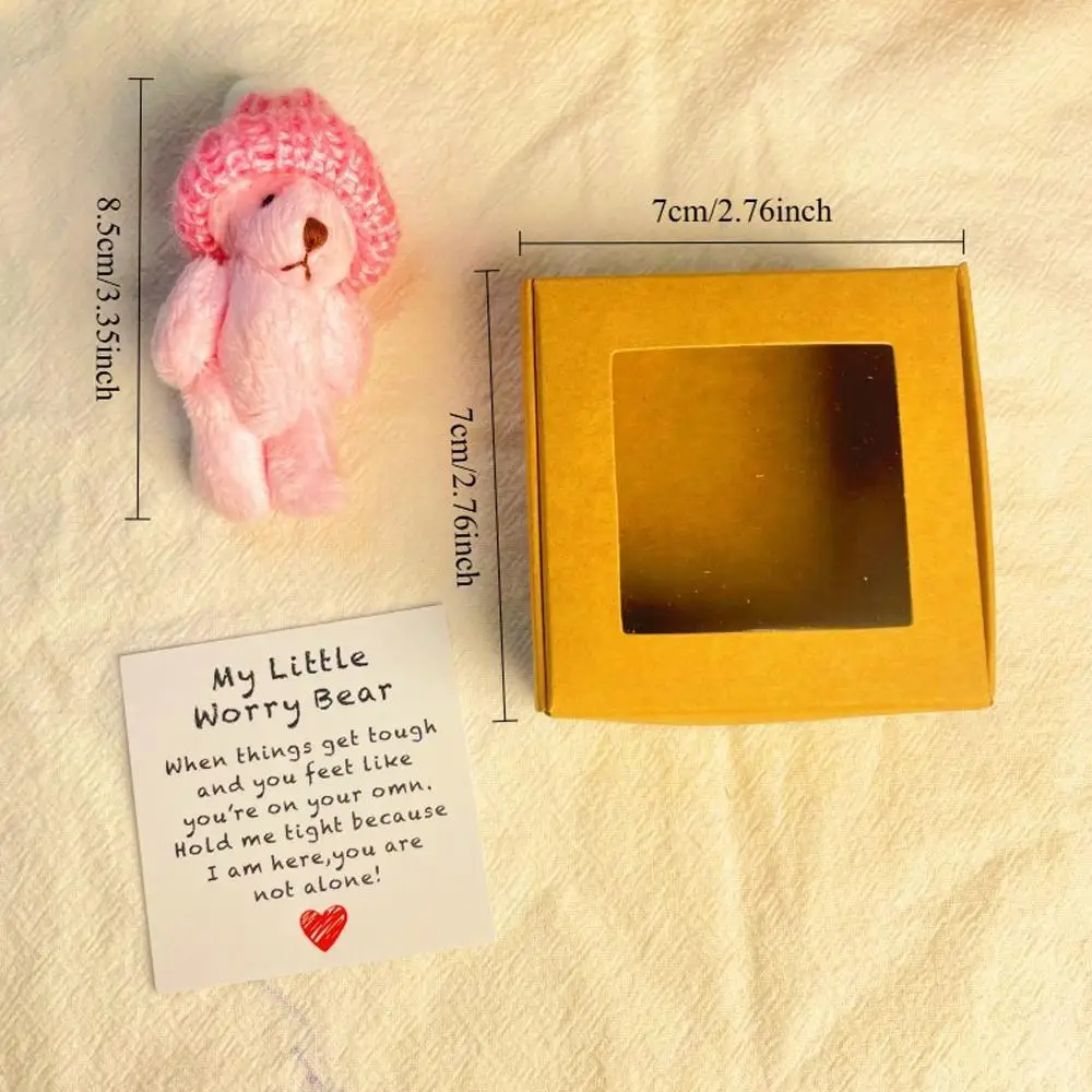 1/4 Stück Mini-Plüschbär in Box, My Little Worry Bears mit Stützkarte, süßes Taschen-Plüsch-Umarmungs-Andenken-Geschenk für Freunde und Liebhaber – Detail 14