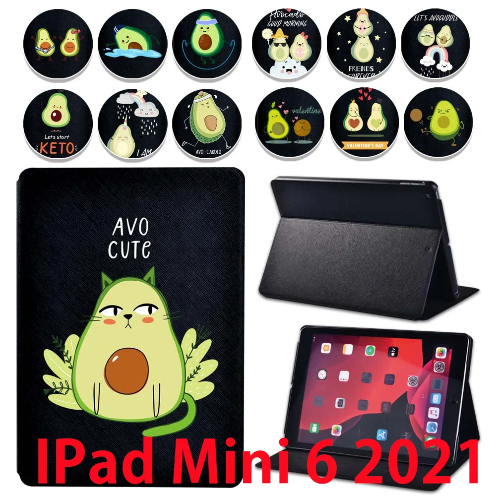 Per Ipad Mini 6 Custodia 2020 2021 Custodia In Pelle Pu Flip Cover Modello Avocado Per Ipad Mini 6A Generazione 8.3 Pollici 2021 Custodia Funda