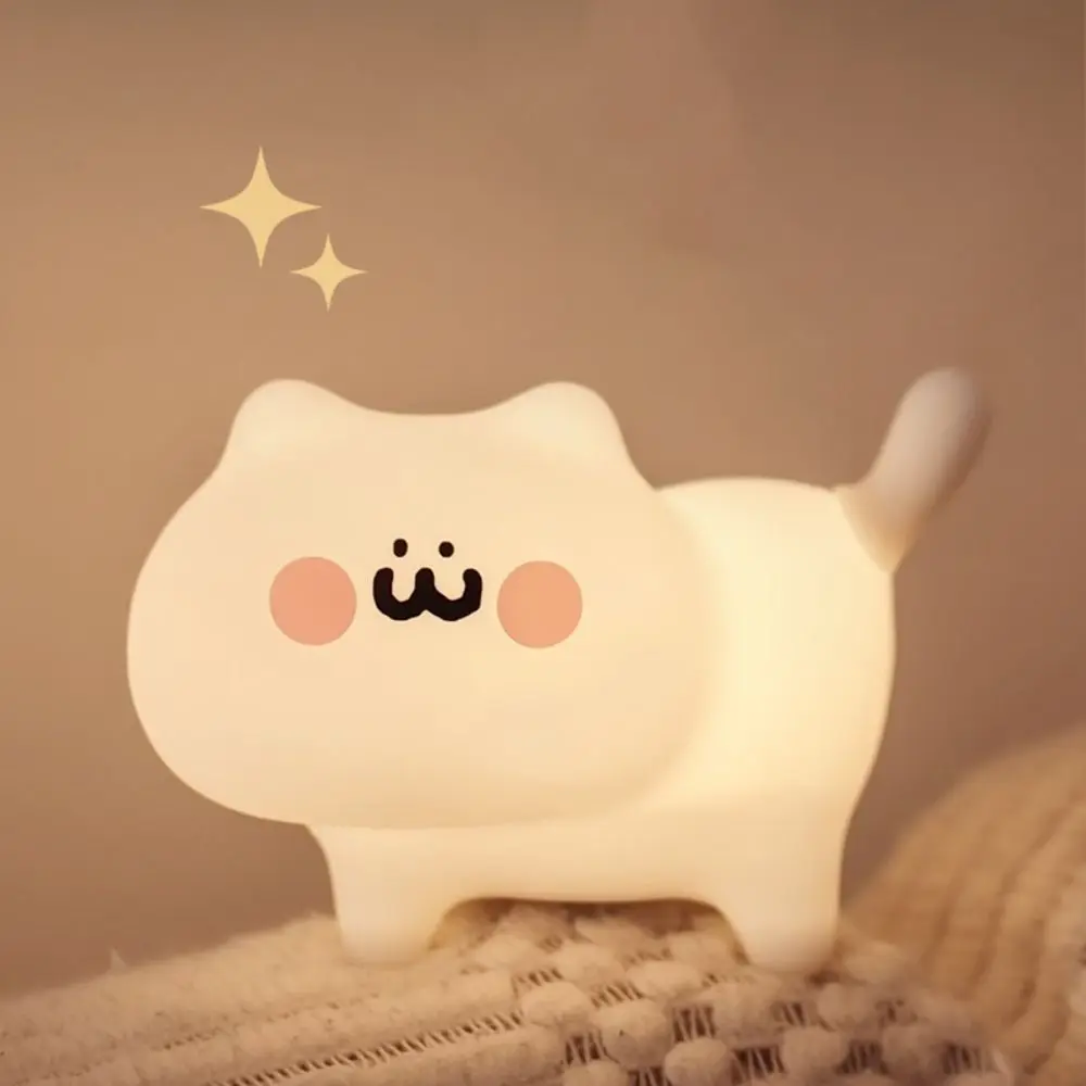 

Room Decor Silicone Cat Night Light Cute Soft Desk Lamp Creative USB Charging Sleeping Lamp Children