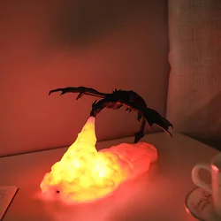 Lampada da scrivania 3D stampata a forma di drago con LED ricaricabile per amanti del gaming e dell'avventura