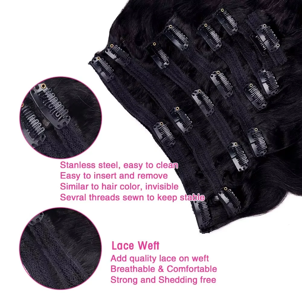 Body Wave Clip In Human Hair Extensions 120g/set Clips In Extension Full Head Brazilian Clip on Hair Extension for Women 1B# hair extensions