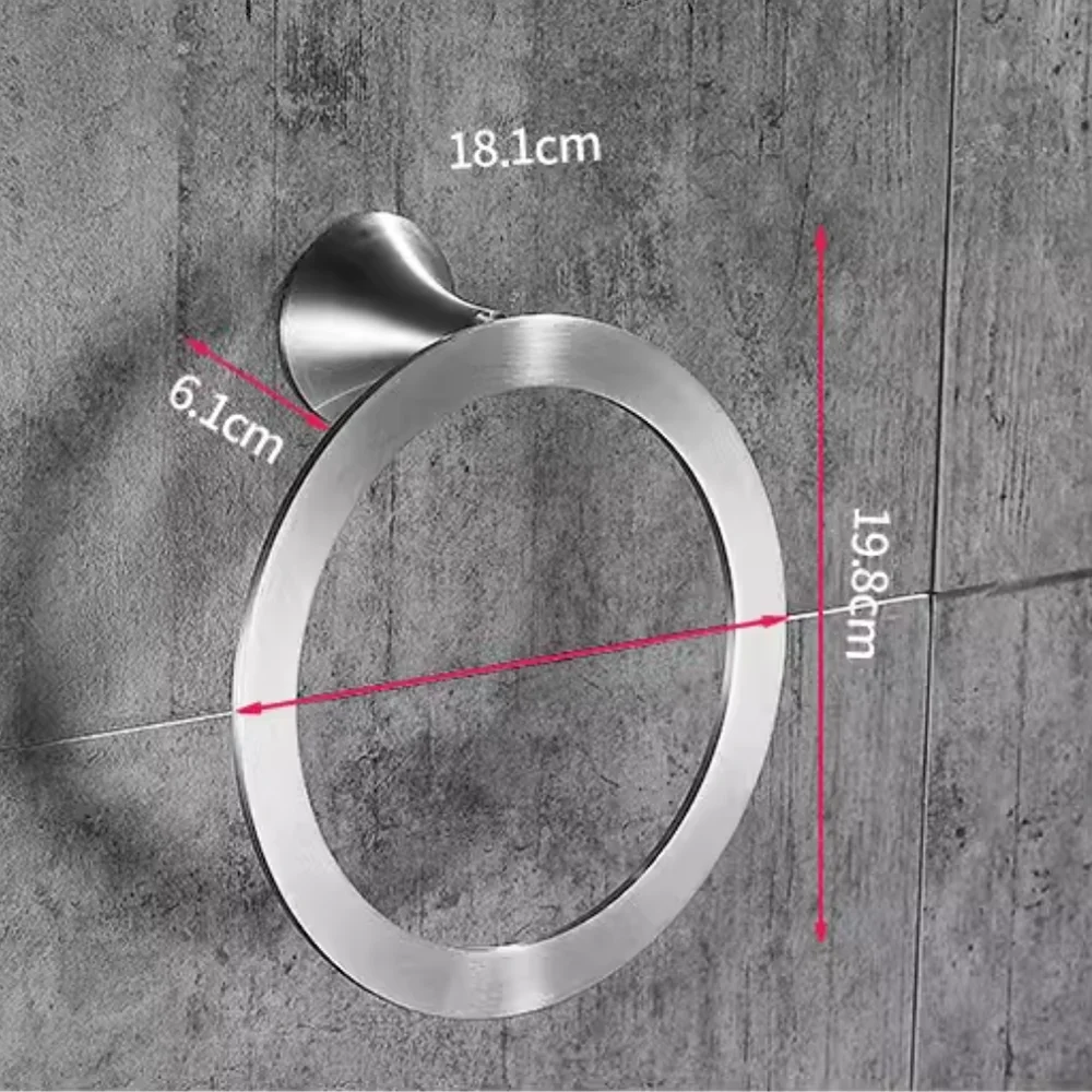 SUS 304 Stainless Steel Towel Ring Bathroom Towel Hanger Holder Rust Proof Wall Mount Round Style Polished Racks