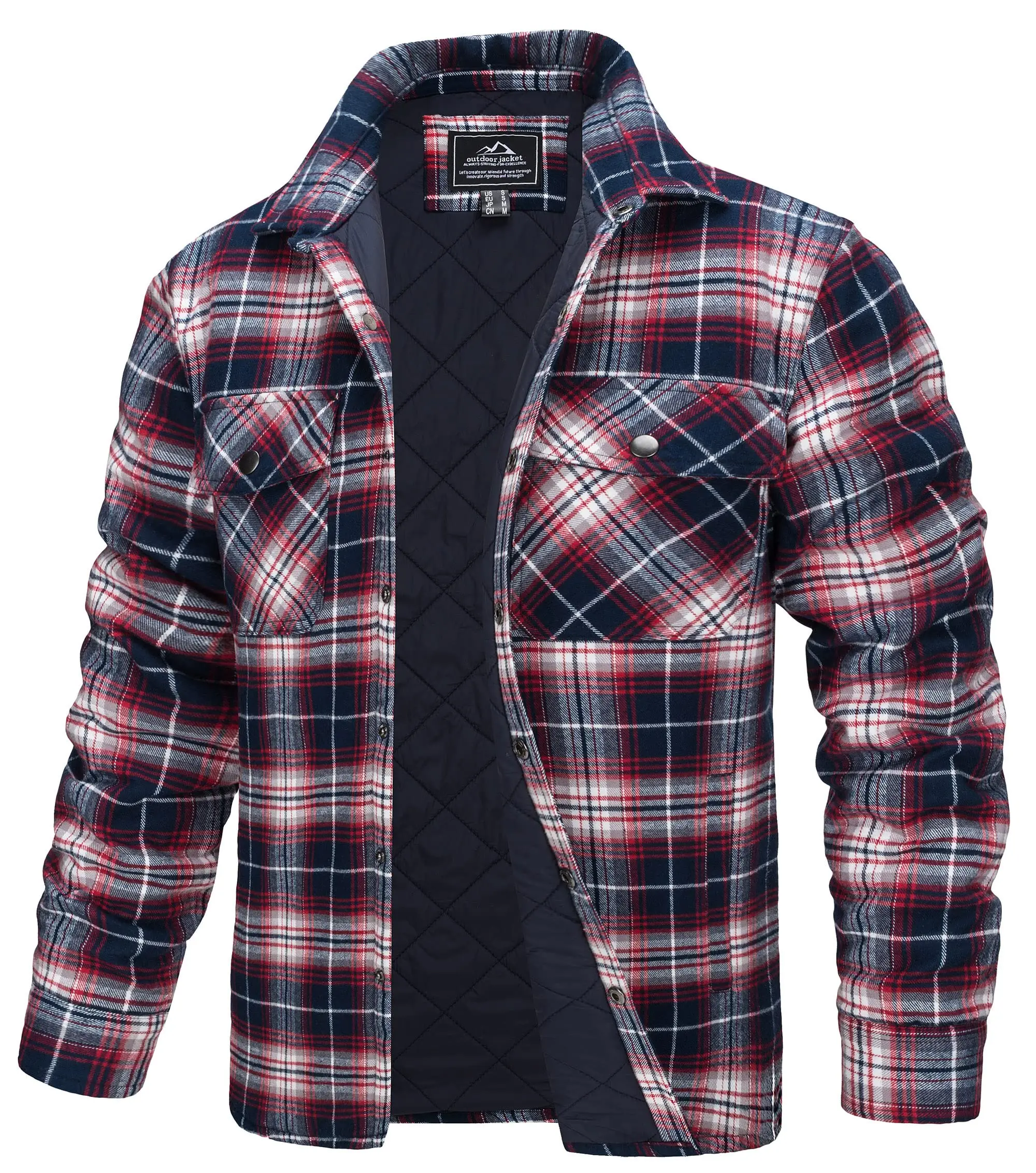 Winter Fashion 2022 Casual Flannel Shirt Jacket Multi-Pockets Outwear Mens Long Sleeve Plaid Cotton Lined Jackets Hiking Coats