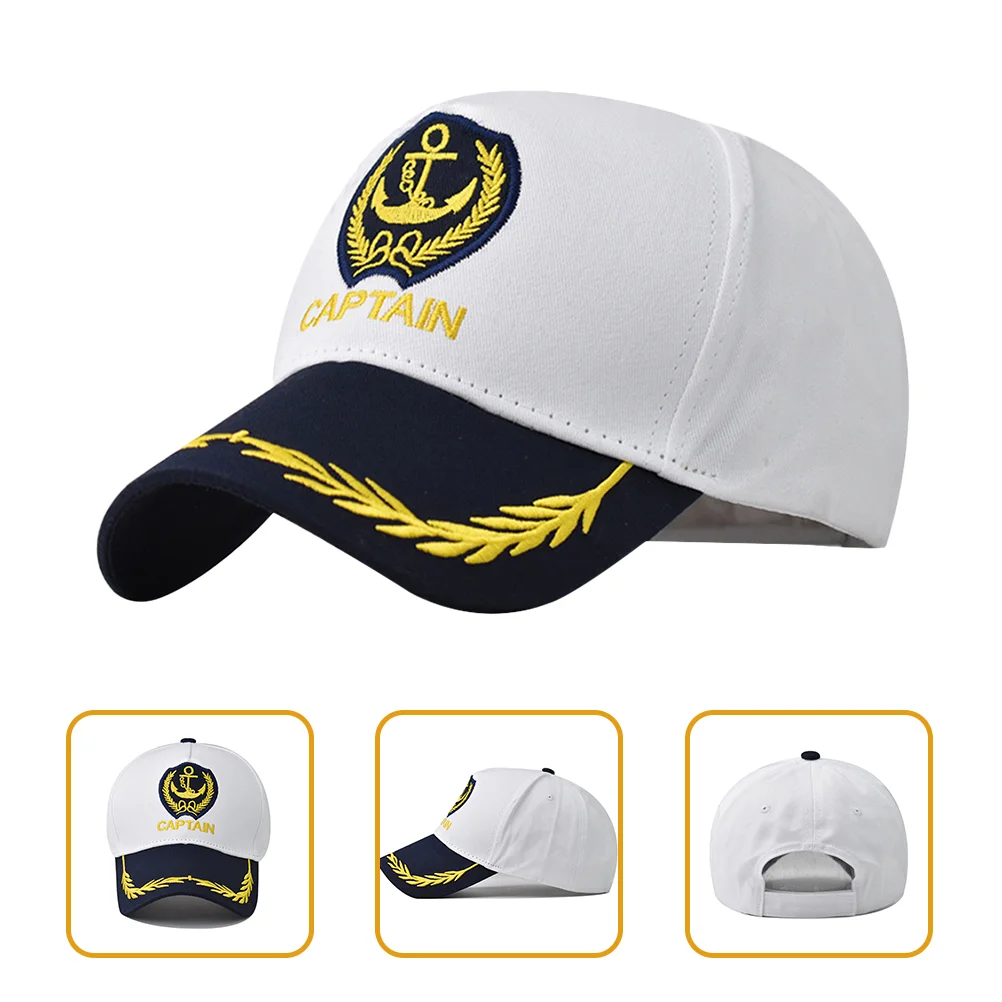 

2 Pcs Cap Captain Hat Aldult Sailor Women Boat Captains Cotton Marine Hats for Boaters