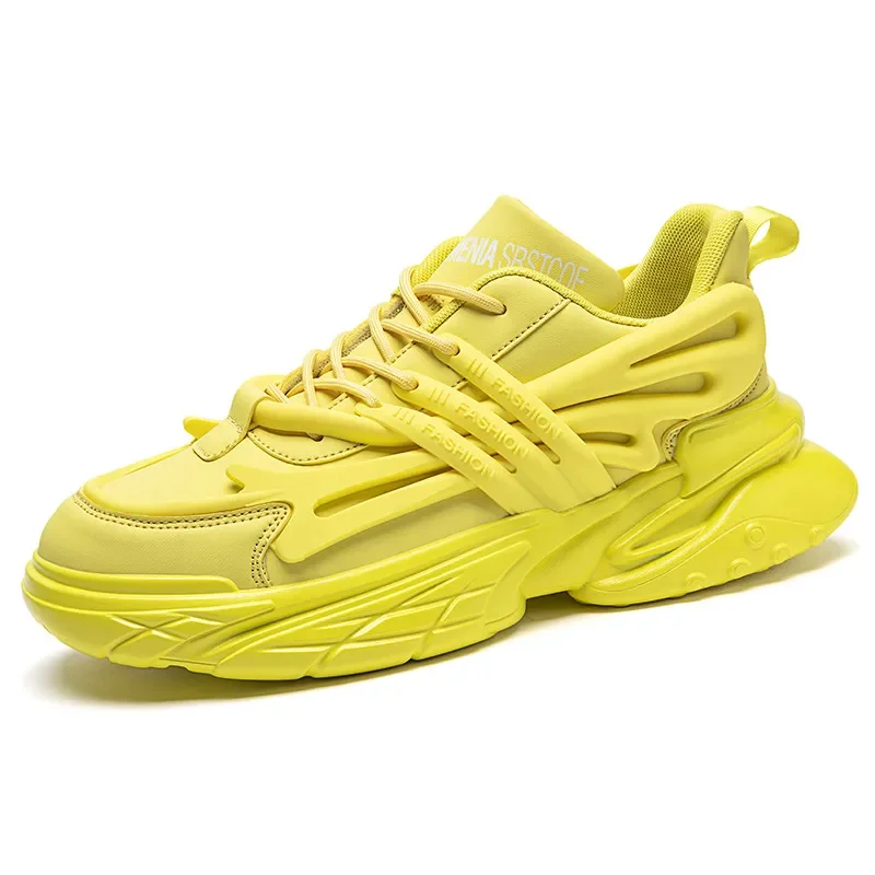 

Кроссовки мужские на платформе, модные повседневные уличные кеды, спортивная обувь для бега, тенниса, желтые