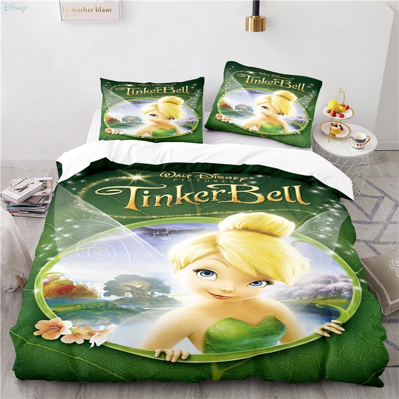 Tinker Bell Cartoon Bedding Set Duvet Cover Sets Pillowcase Twin Full Queen King Size Boys Girls Kids Gifts Bedroom Decor 2/3Pcs 