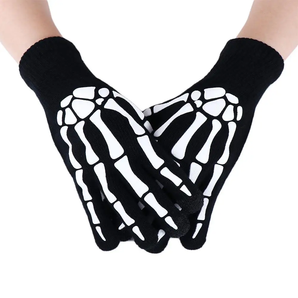 

Hand Bone Skeleton Non Slip Outdoors Skull Fashion Accessories Full Finger Gloves Halloween Luminous Mittens Half-finger Gloves