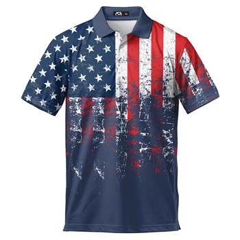 American Flag Breasted Polo Shirt For Men