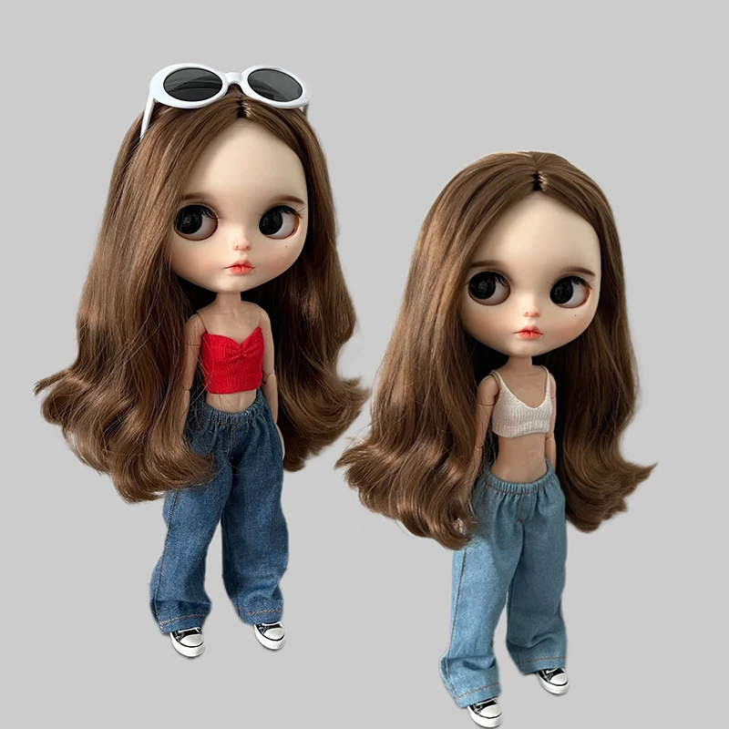 1Pcs Blyth Doll Clothes Fashion Jeans Streetwear Retro Loose Wide Leg Denim Pants for Blyth OB24 Licca Pullip 1/6 Dolls