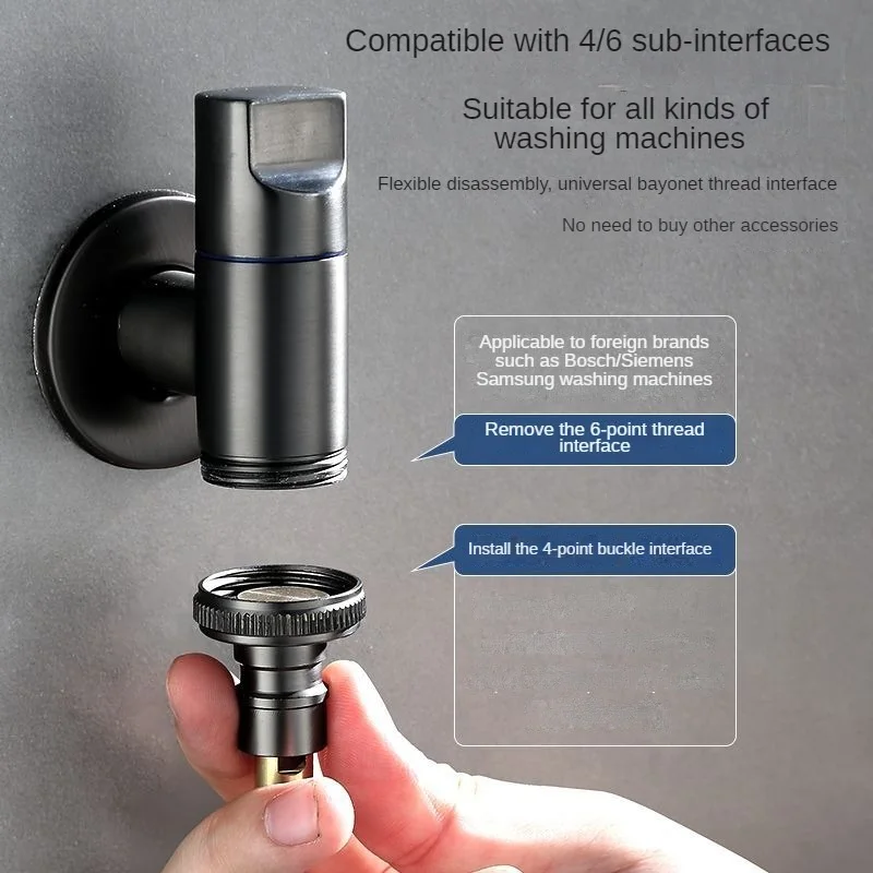 Washing Machine Faucet Brass Water Stop Quick Opening Angle Valve Wall Mounted G1/2 Water Stop Clip Bathroom Accessories