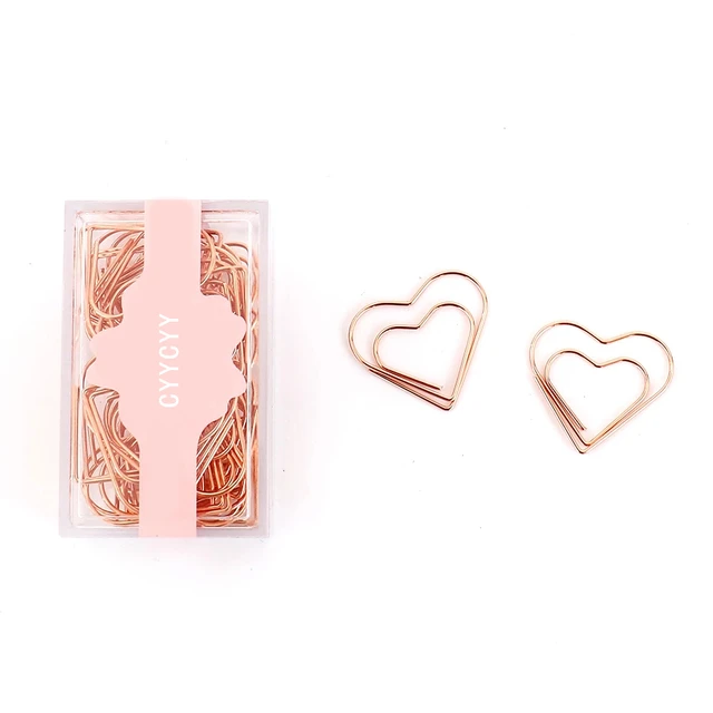 Heart Paper Clips Gold Love Heart Shaped Small Paper Clips Rose Gold Cute  Metal Journaling Paper Clamps Paperclips for Women Paper Document Note