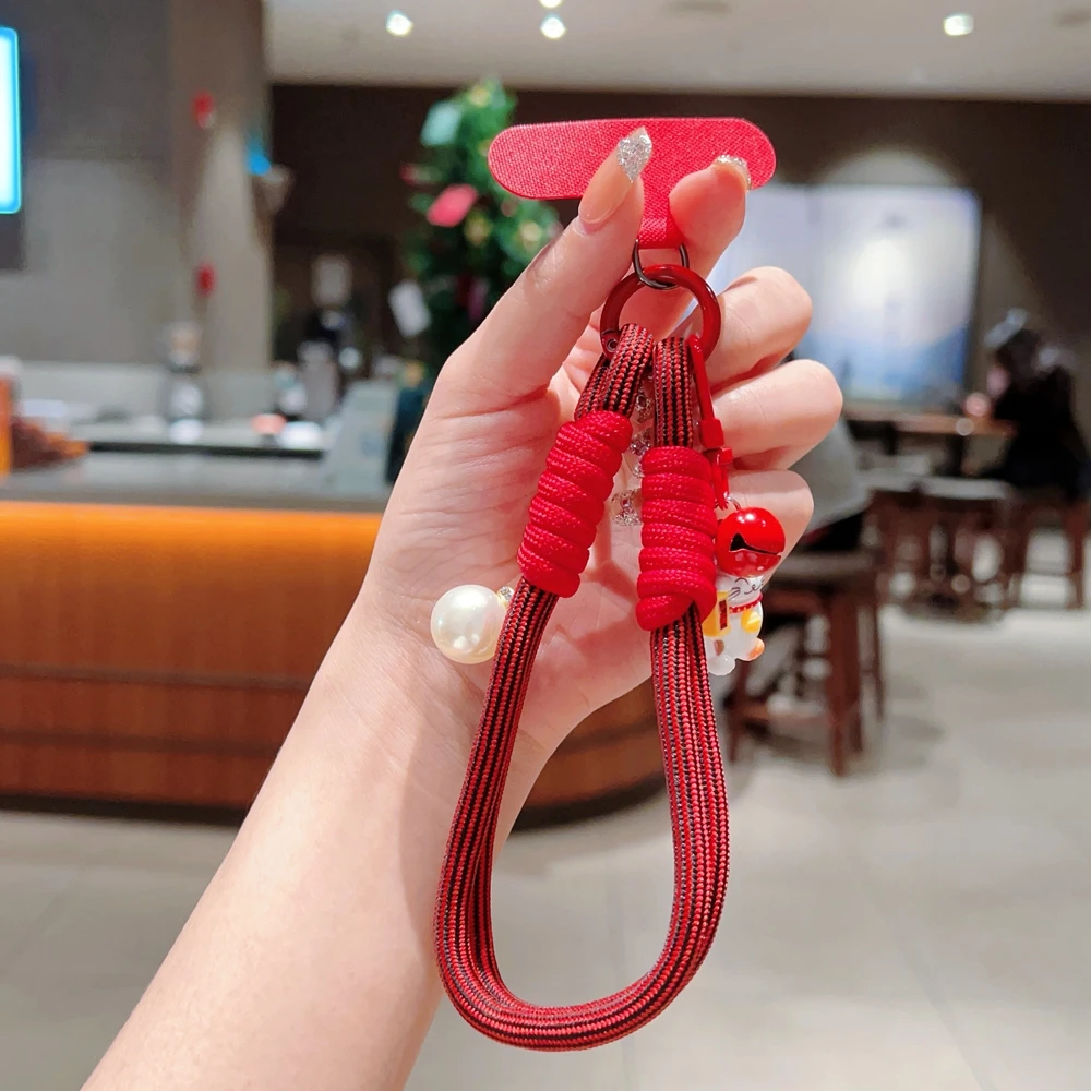 Universal Geflochtene Handy Lanyard Strap Cartoon Katze Hängende Kette Ring Schnur mit Patch Handgelenk Strap Handy Abnehmbare – Detail 12