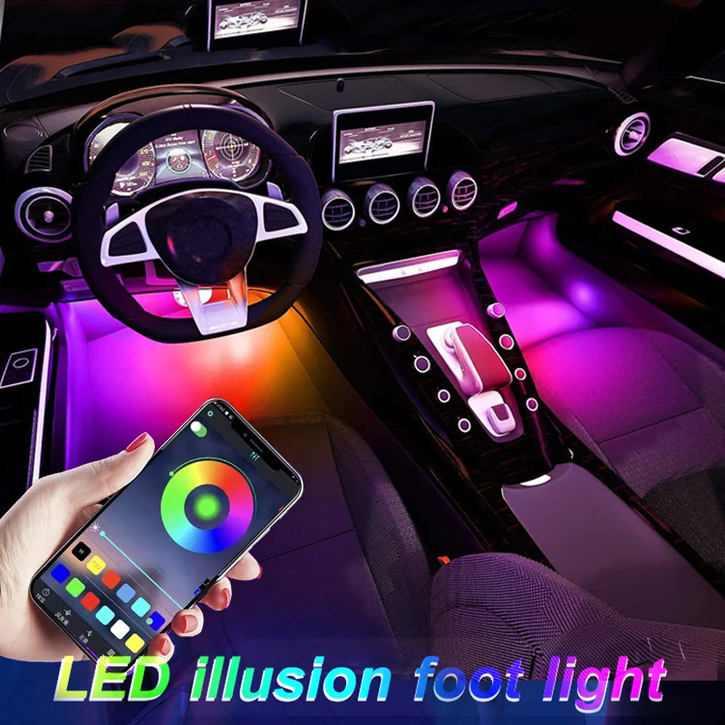 New Led Car Foot Ambient Light Neon Light With Cigarette Lighter/usb