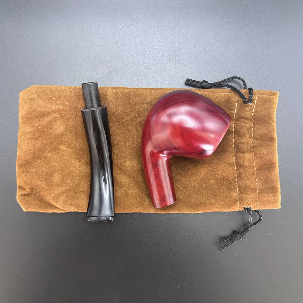 1pcs Red Sandalwood Wood Tobacco Smoking Pipe Wooden Classic Bent Pipes Smoking