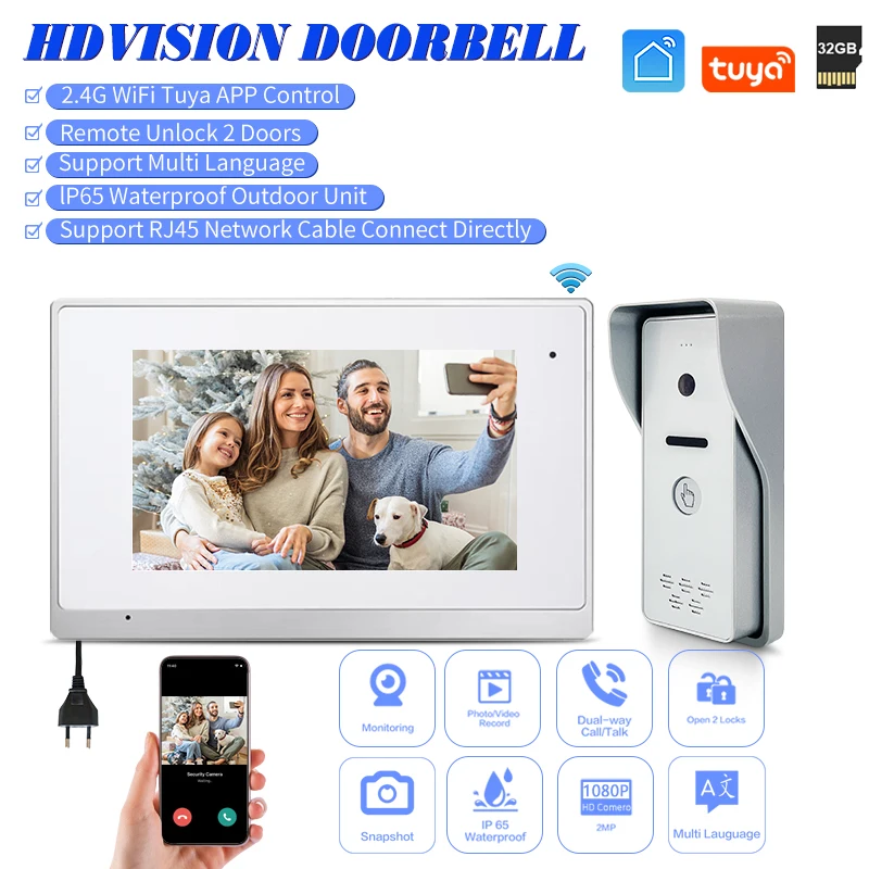 

Special Offer Wifi Tuya Door Intercom IP Wired Intercom System 7 Inch Touch Screen Home Audio 2 Way Communication Remote Talk