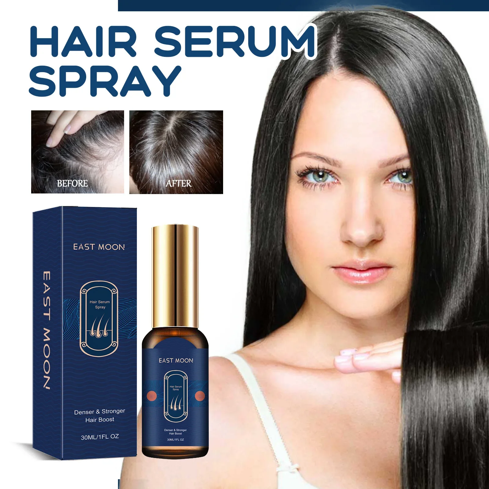 East Moon Hair Care Spray Repair Hairs Root Dense & Stronger Hair Boost Moisturizing Soft Hairs Anti-Hair Loss Solid Hair Thick