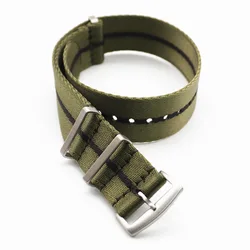 Breathable Military - Style Nylon Watch Strap with Stainless Steel Buckle - 22mm (Army green black)