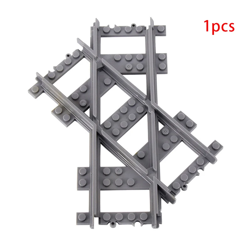 MOC Stadt Zug Schiene Kreuzung Flexible Gleise Gabelte Gerade Gebogene Schienen Schalter Baustein Ziegel Kreative DIY Spielzeug – Detail 7