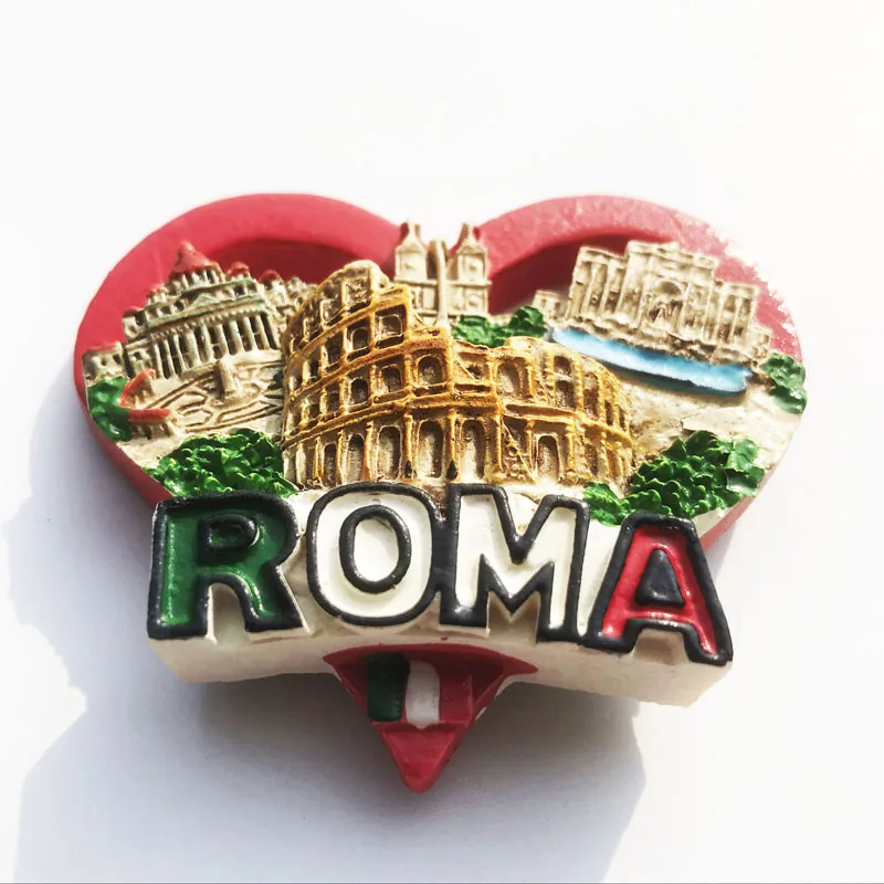 4 Attractions of Rome Italy Aimant de réfrigérateur 3D Cadeau souvenir