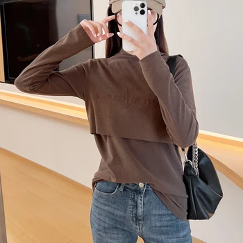 Maternity High Collar German Fleece Warm Nursing Clothes For Nursing Hoodies Mothers Breastfeeding Clothes Pregnant Clothes P14