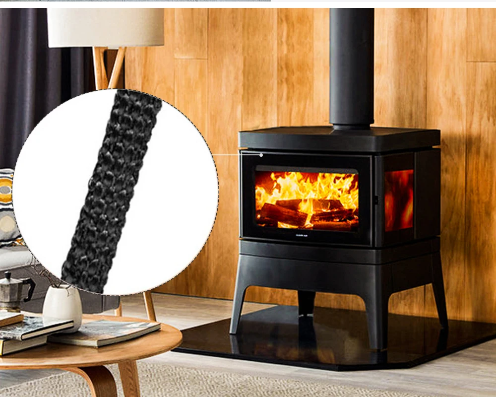 10/15mm Width Flat Stove Rope Self-Adhesive Fiberglass Seal Stove Fireplace Door Fire Rope Sealing Strip Cord Gasket