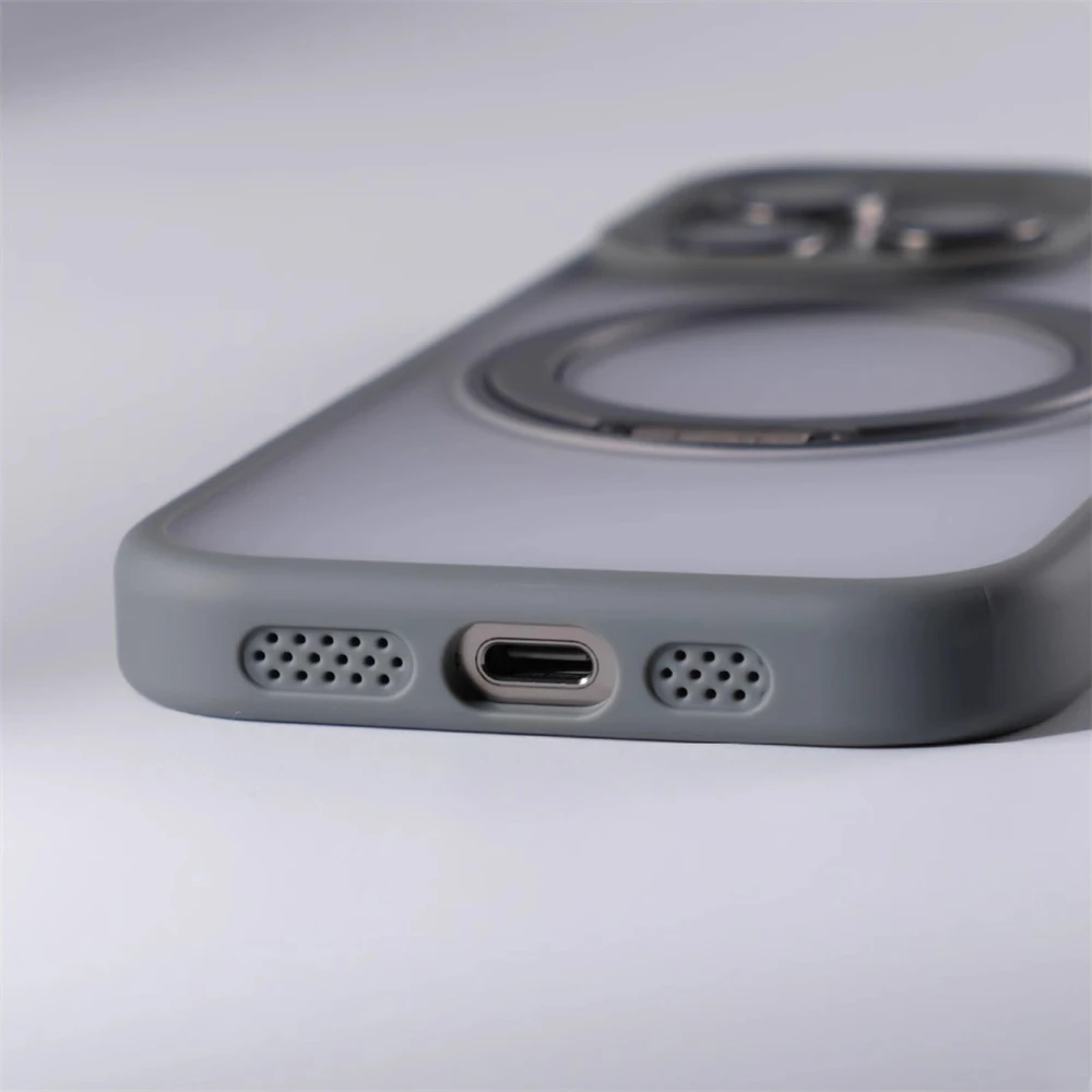 Magnetic Bumper Case with 360° Rotation Metal Ring Holder - Shockproof and Magsafe-Compatible Cover