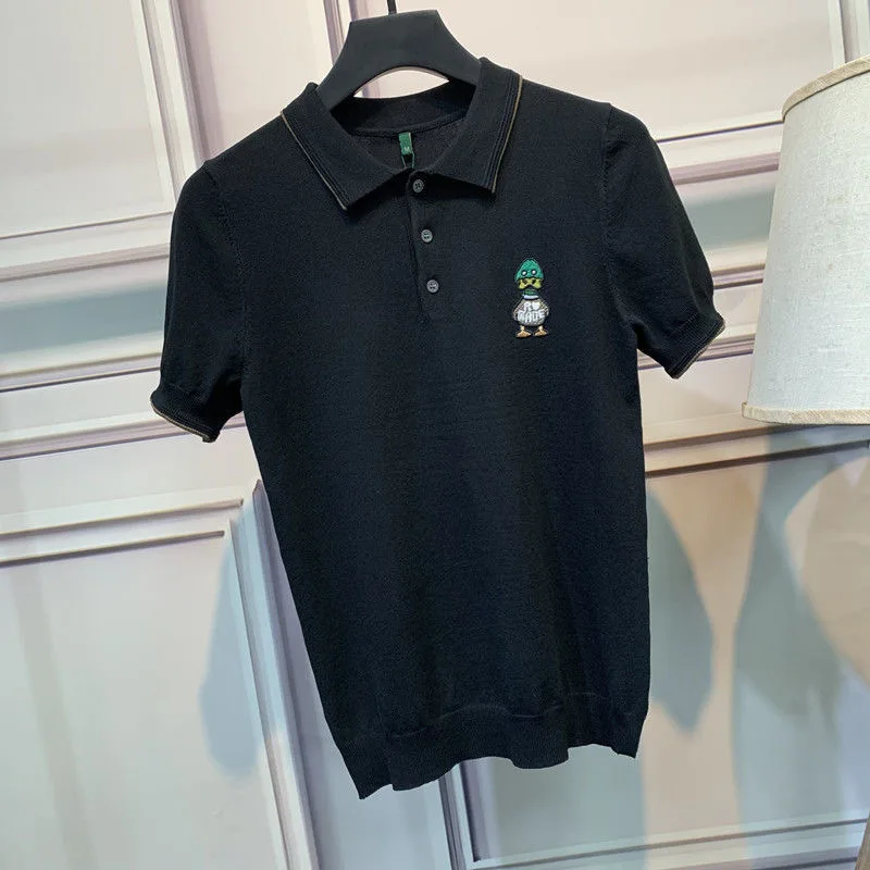 

2023 Summer New Polo Shirt Men Fashion Streetwear Knitted Polo Homme Breathable Casual Slim Fit Embroider T-Shirt Polo Hombre