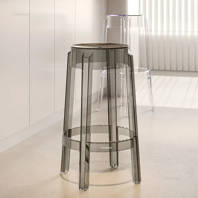 Nordic Transparent Acrylic Chair Crystal Bar Stool Home Kitchen Island Stool Plastic High Foot Chair Bar Counter StoolN