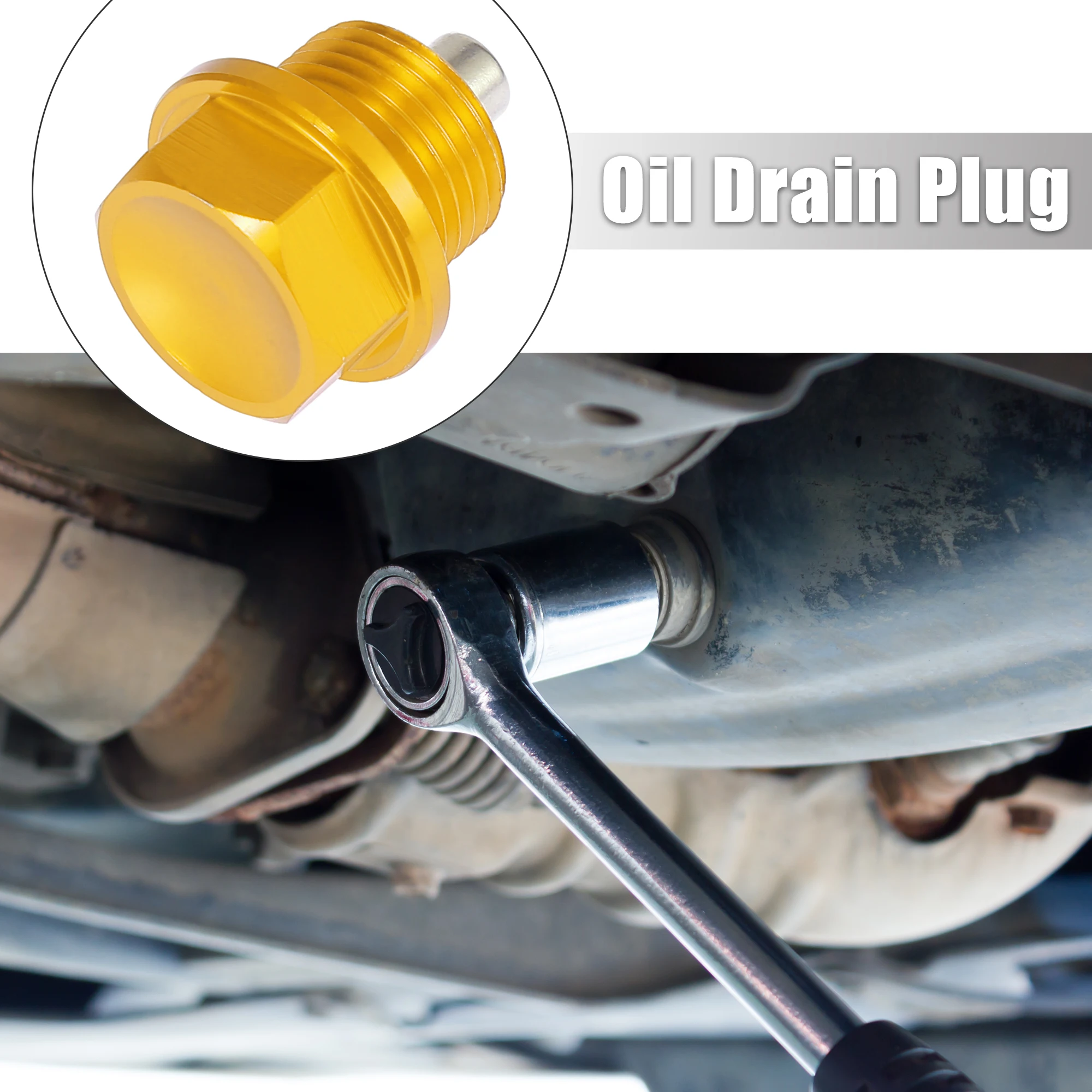 1 Set M18 x 1.5 M24 x 1.5 Magnetic Oil Drain Plug Sump Drain Nut Oil Bolt Screw with Gasket Gold Tone Universal oil drain plug