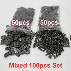 Durable Anti-Rust U-Type Metal Fastener Clips with Self-Tapping Screws (Mixed 100pcs set)