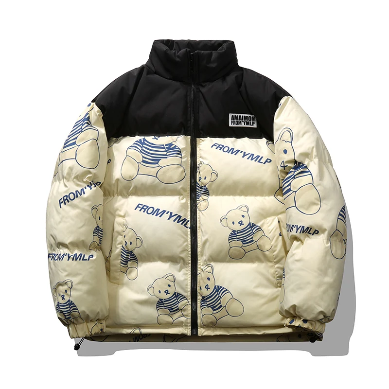 

Men Winter Down Jacket Men New Korean Style Fashion Loose Jacket Windproof Soft Shell Patchwork Down Jacket For Men