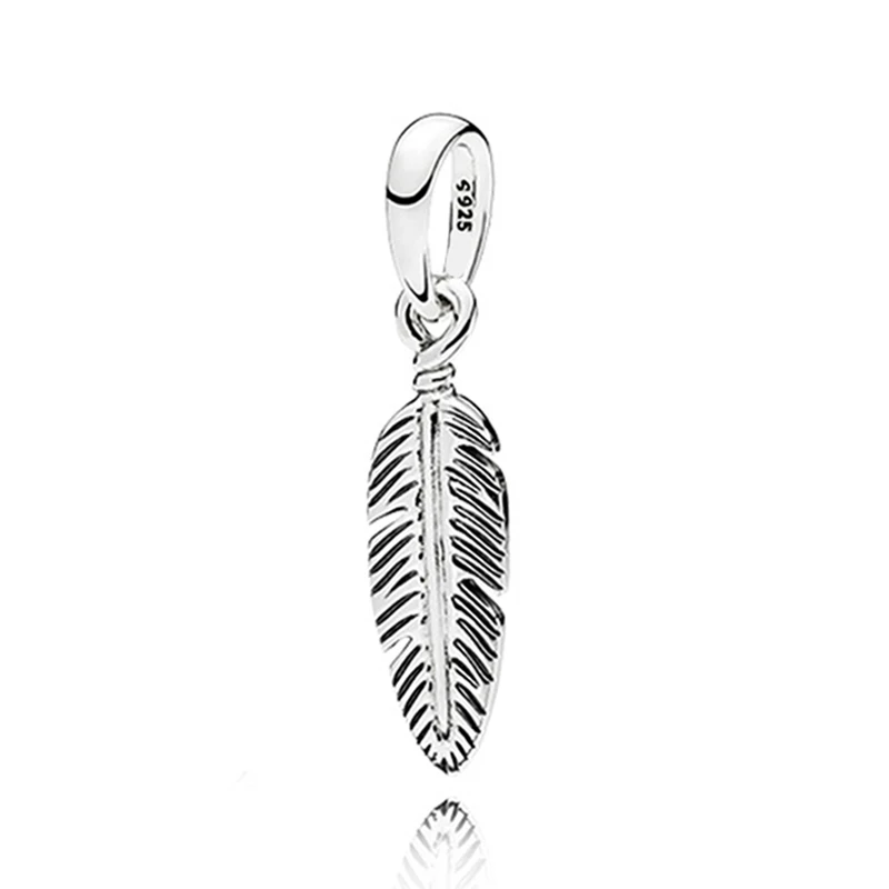 

Authentic 925 Sterling Silver Bead Spiritual Feather Pendant Charm Fit Pandora Women Bracelet Bangle Necklace Gift DIY Jewelry