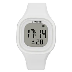 Unisex Digital Sports Watch with Soft Silicone Strap and LED Display (White)