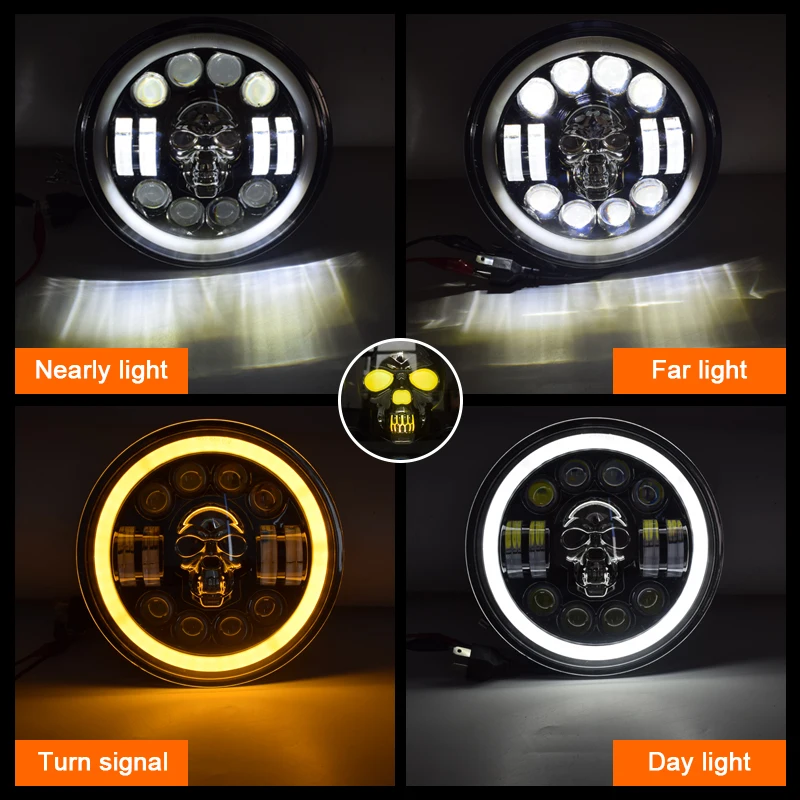 EGFheal Motorfiets 5.75 Inch Halo LED Koplamp, Ronde LED Motorfiets Koplamp Hoge Licht Heldere Lamp 5.7 inch