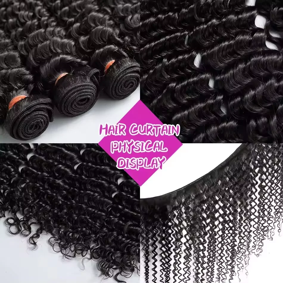 Luvin Burmese Curly Bundles Human Hair 30 34 Inch Deep Wave Raw Hair Bundles 100% Unprocessed Double Weft Hair Extensions Weave 3