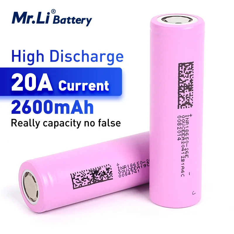 18650 3.7V 2600Mah Cella Ricaricabile 20A Batterie Al Litio Ad Alta Scarica Power Bank Per Lampada Da Banco Torcia Elettrica Per Utensili