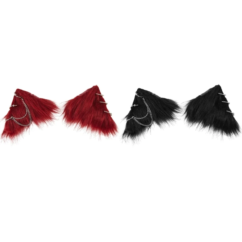 

MXMB Animal Ears Hair Clips Gothic Chain Tassels for Girls Versatile Barrettes