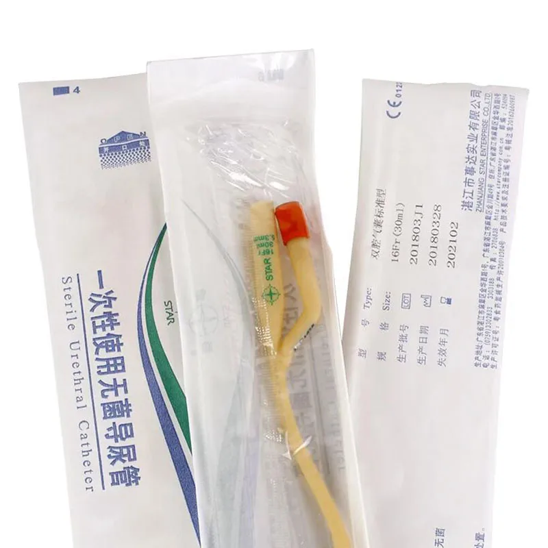 Disposable Medical Latex Catheters Sterilized Double Lumen Implantable Flexible Catheters 12 Pcs