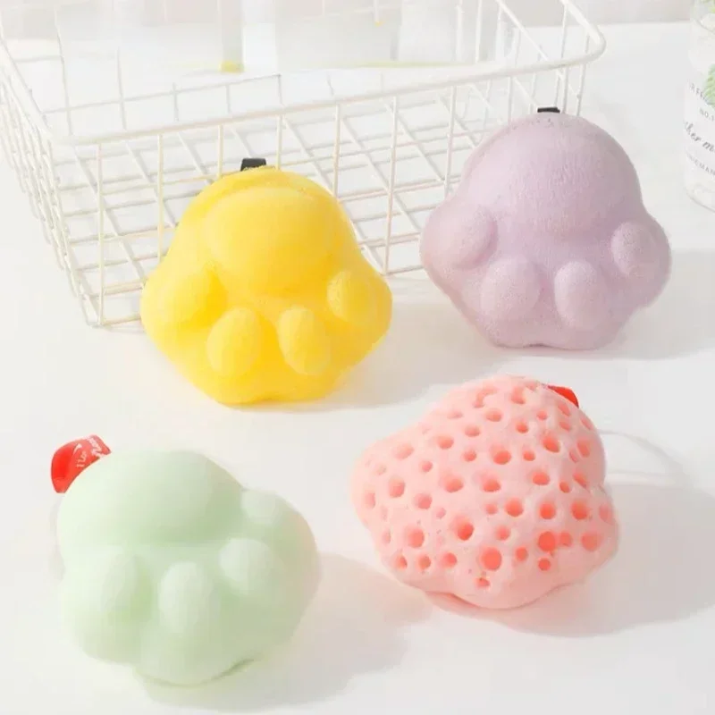 Sponge Cartoon Soft Cat Claw Comfortable Baby Shower Body Cleaning Soap Bubble Children Shower Toy Bathroom Product Bath Brushes