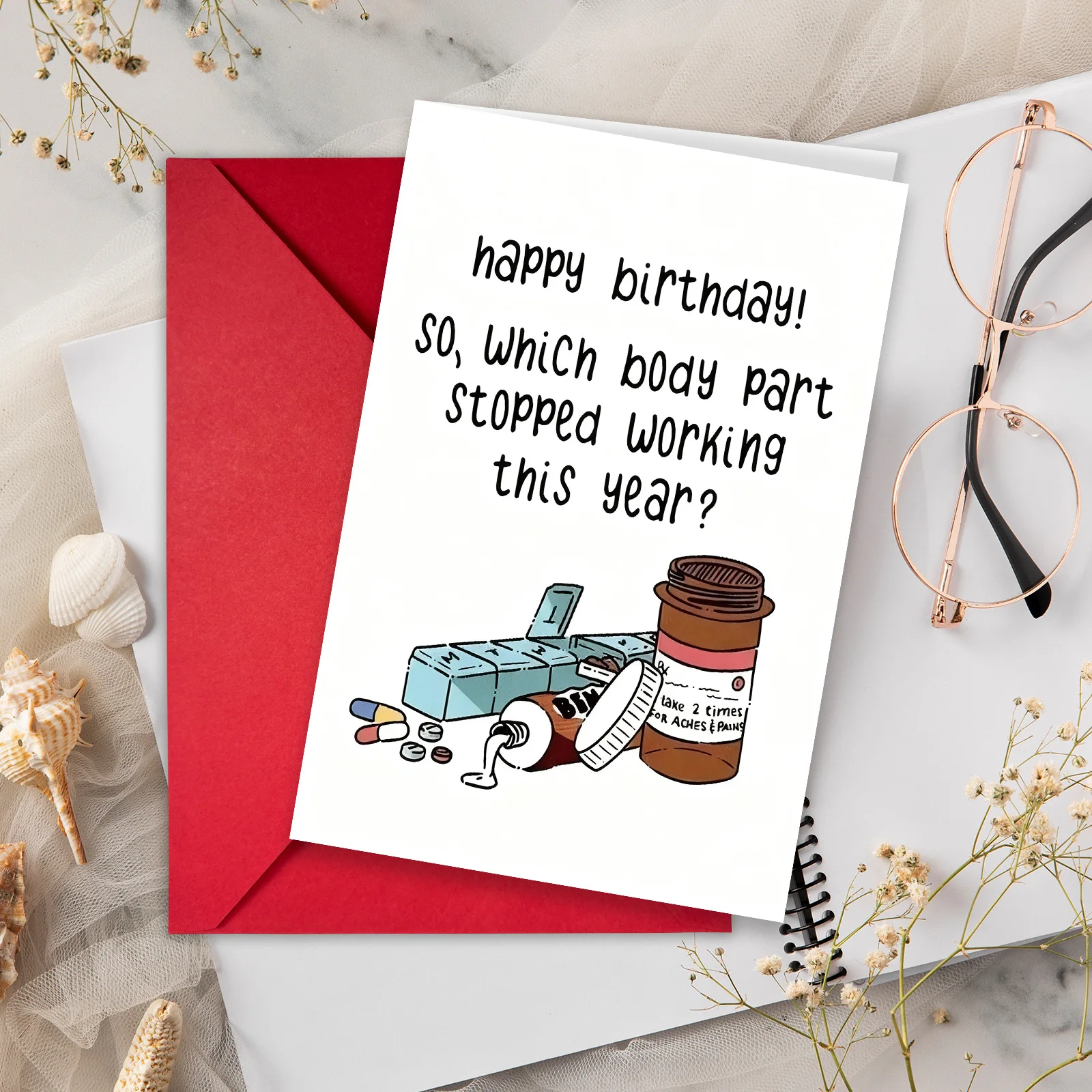 Humorous Birthday Greeting Card with Self-Deprecating Health Humor
