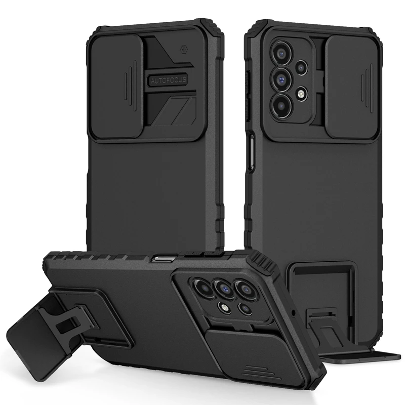 Premium Armor Shockproof Phone Case with Lens Protection & Stand Holder
