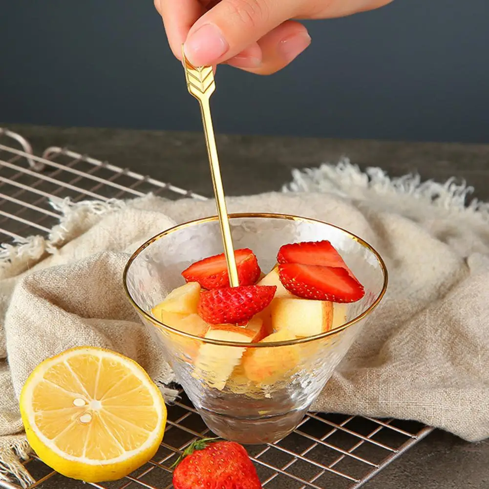Dessert Picks Arrow Shape Anti-rust 304 Stainless Steel Wedding Party Buffet Picks for Stirring Fruit Dessert Fork