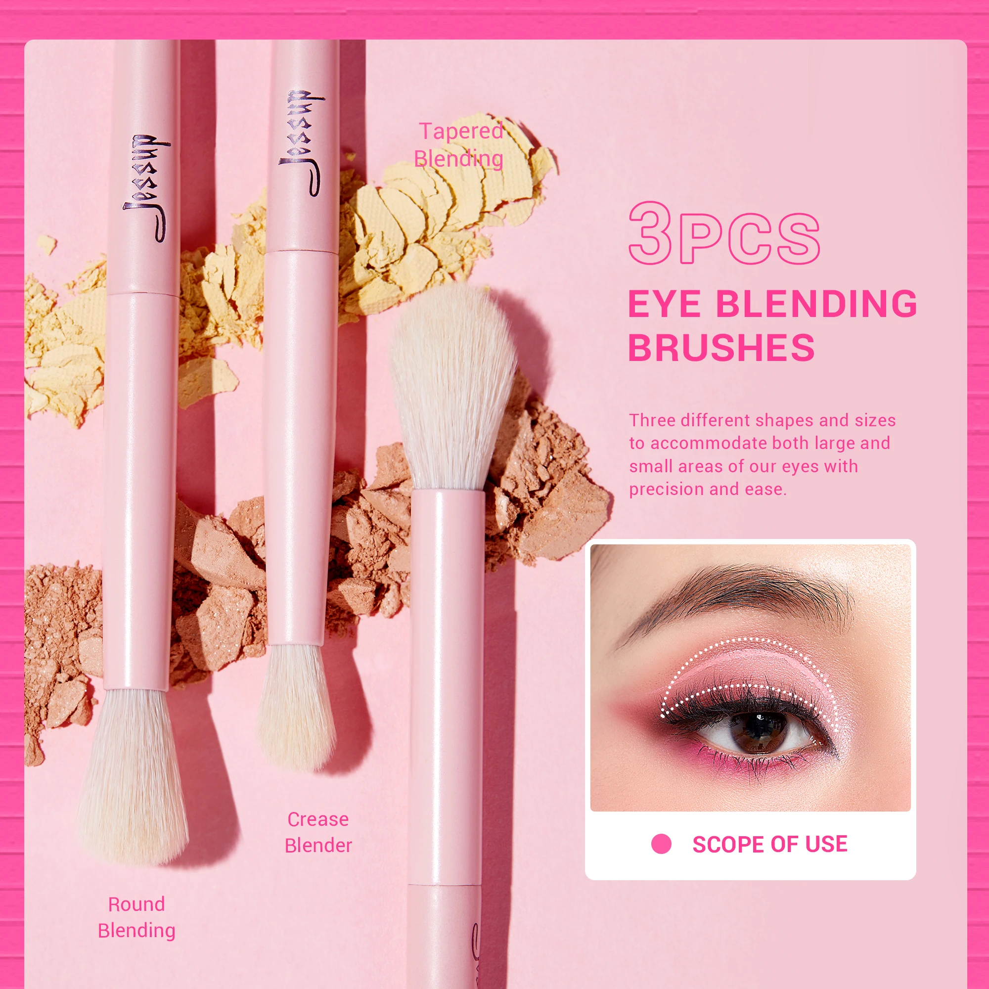 Jessup Eyeshadow Brush Set Pink Eye Makeup Brushes Concealer Brush Premium  Vegan Eyeshadow liner Blending Brush for Makeup, T496 - AliExpress