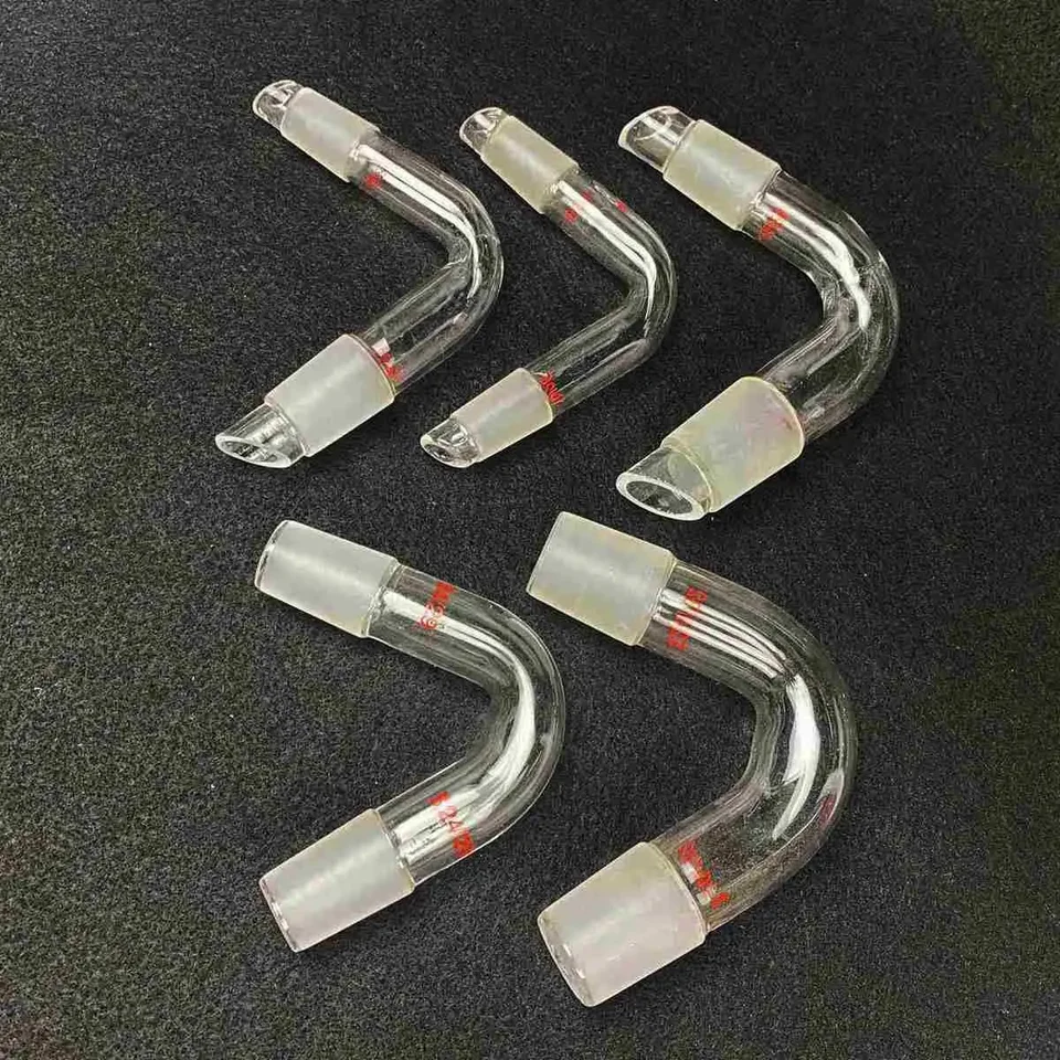 Lab Glass Distillation Adapter Bend Tube - 105° To 75° - Multiple Joint Sizes