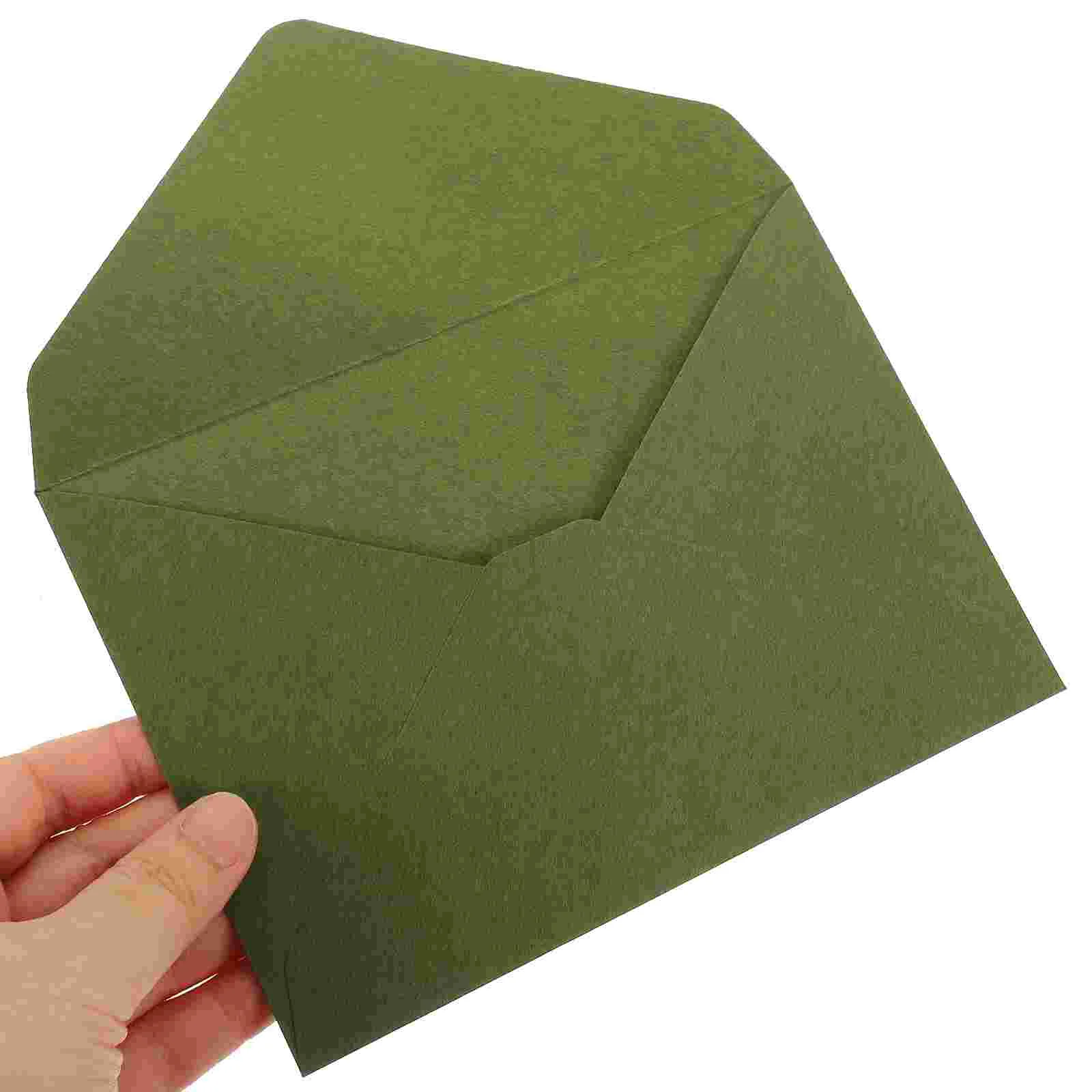Kraft Paper Envelopes Mailing Envelopes 40pcs Retro 120g Thick Triangle Envelope Wedding Card Grass Green Invitations Paper Envelopes Printing Products Vintage envelope kraft paper envelopes,mailing envelopes